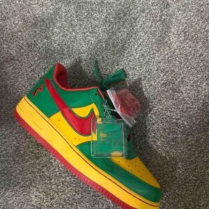 Nike Green and Red Sneakers with Yellow Accents